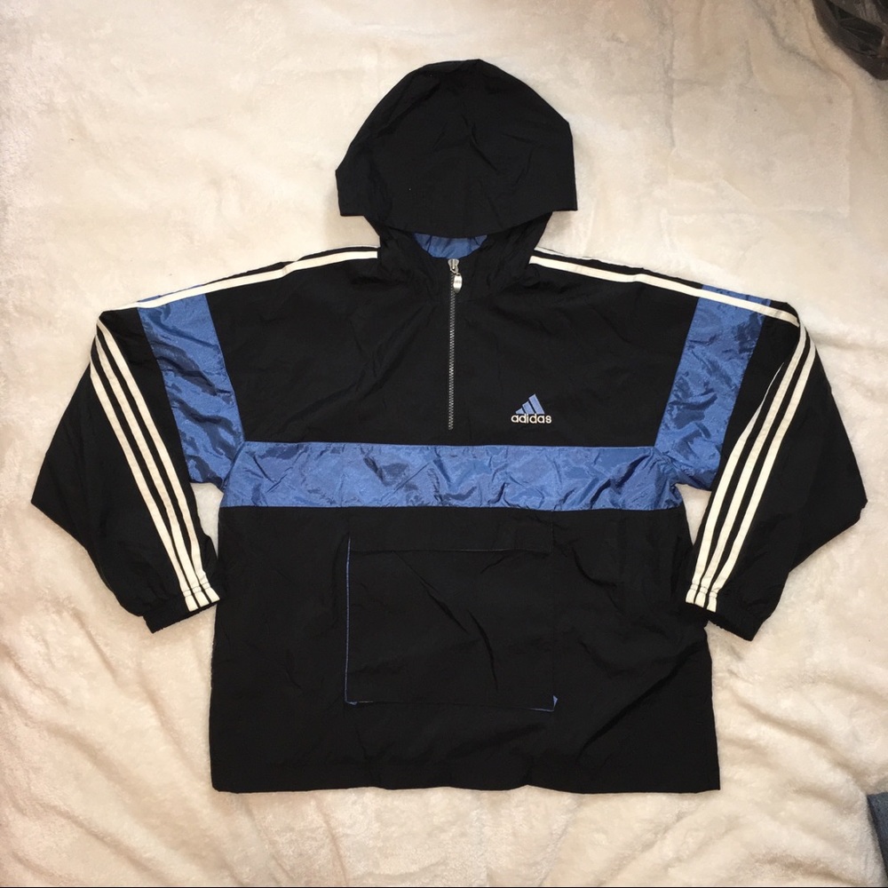 Vintage Adidas windbreaker pullover track jacket
